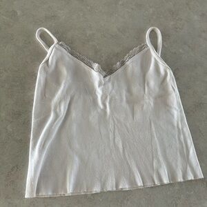 Brandy Melville White Lace-Trim Camisole